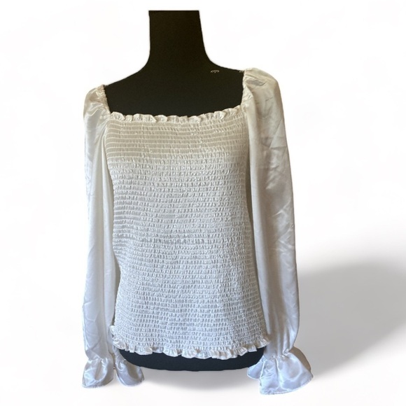 Andrew Mark Boho Off Shoulder Top Women’s Size  Large Ivory New - Picture 6 of 9